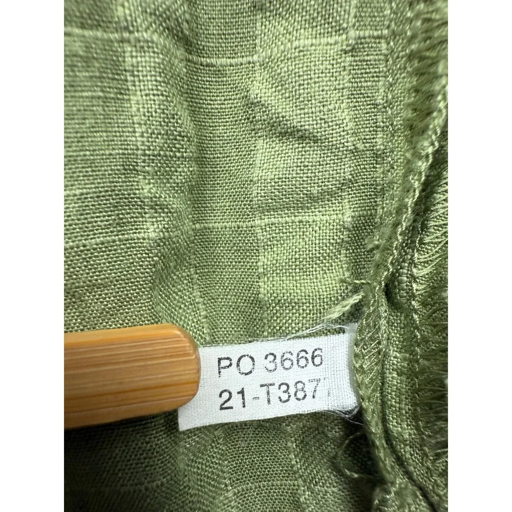 VTG Tommy‎ Bahama 100% Linen Mens XL Plaid Check Button Shirt Sage Green Classic